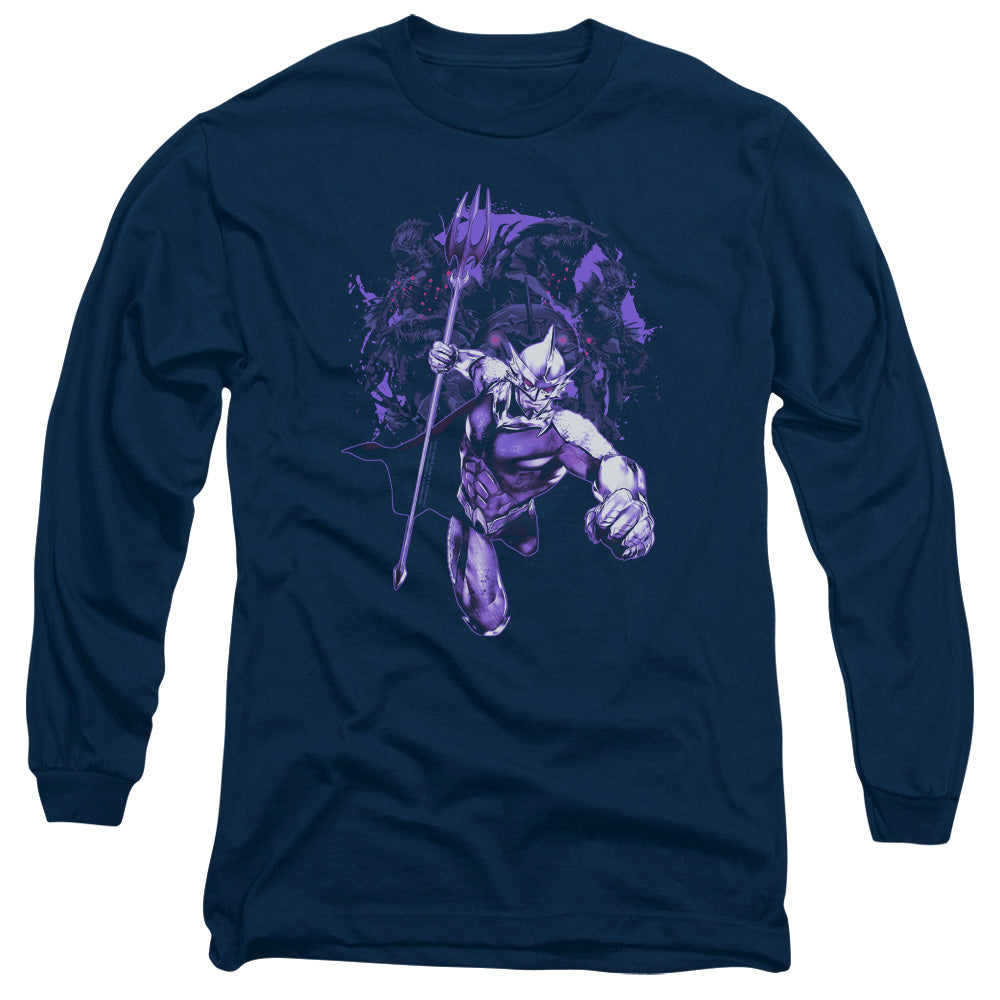 Aquaman Movie Evil Doers Mens Long Sleeve Shirt Navy Officially Licensed
