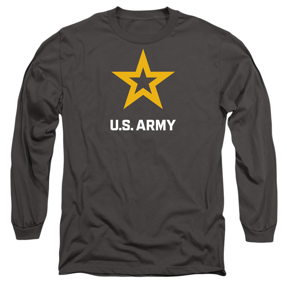 Army Logo Mens Long Sleeve Shirt Charcoal Officially Licensed