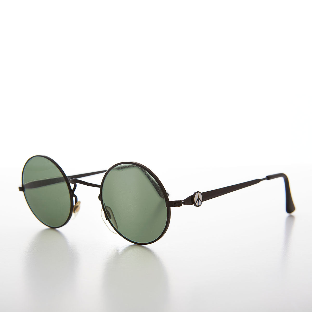 Round Sunglass with Peace Sign and Glass Lens - Arrow