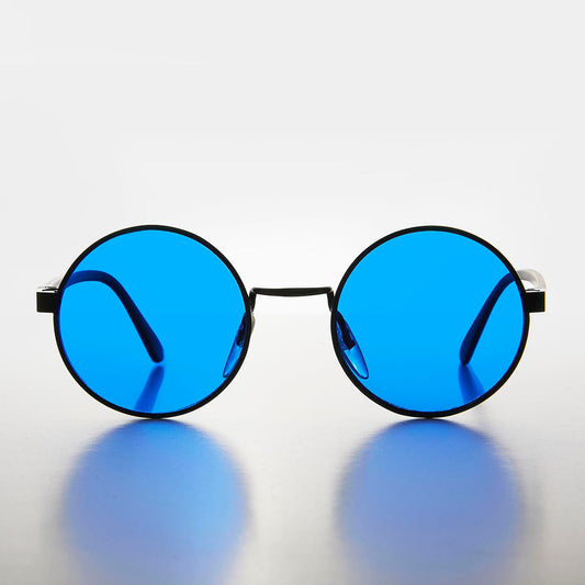Round Hippie Sunglass with Colored Lenses - Aura