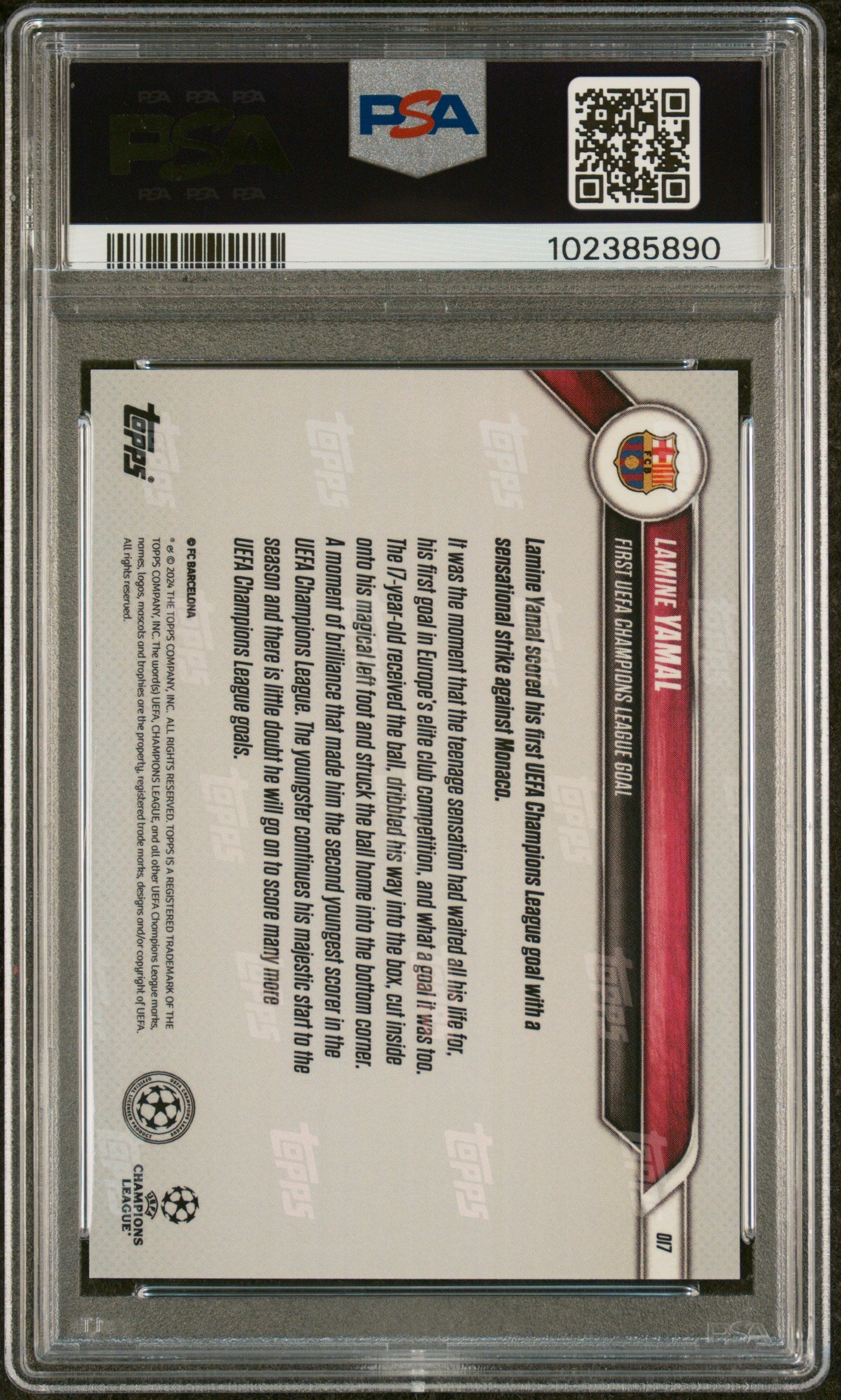 Graded 2024 Topps Now Lamine Yamal #17 Rookie RC Soccer Card PSA 10 Gem Mint