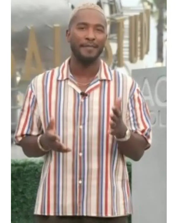 Access Hollywood Scott Evans Striped Short Sleeve Shirt