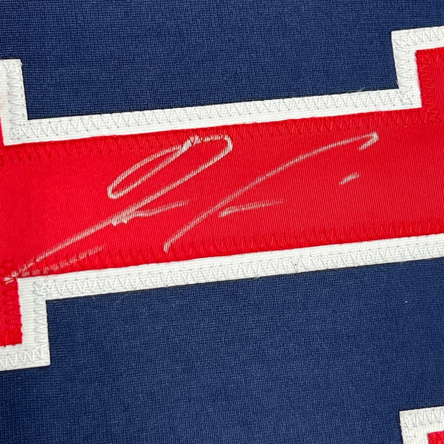 Framed Autographed/Signed Ronald Acuna Jr. 35x39 Atlanta Blue Baseball Jersey JSA COA