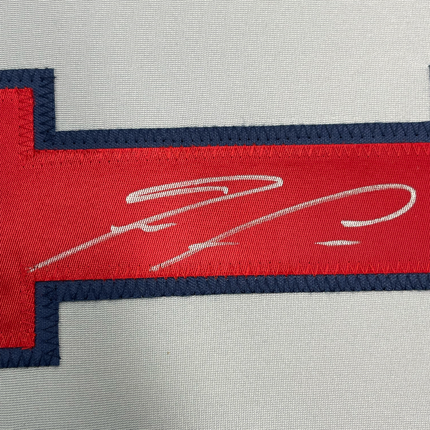 Framed Autographed/Signed Ronald Acuna Jr. 35x39 Atlanta Grey Baseball Jersey JSA COA