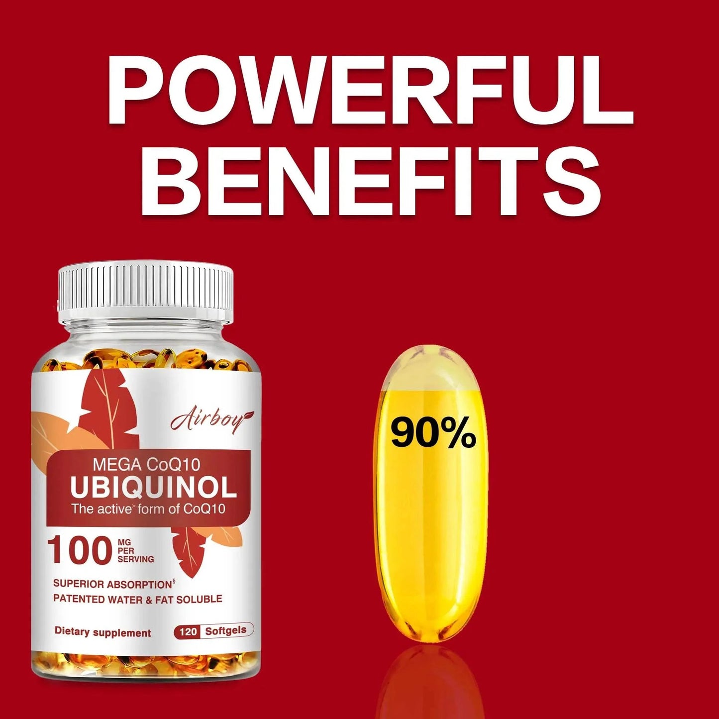 Ubiquinol CoQ10 100mg - Antioxidant, Support Brain, Heart & Cardiovascular Health, Balance Blood Pressure - 120 Capsules