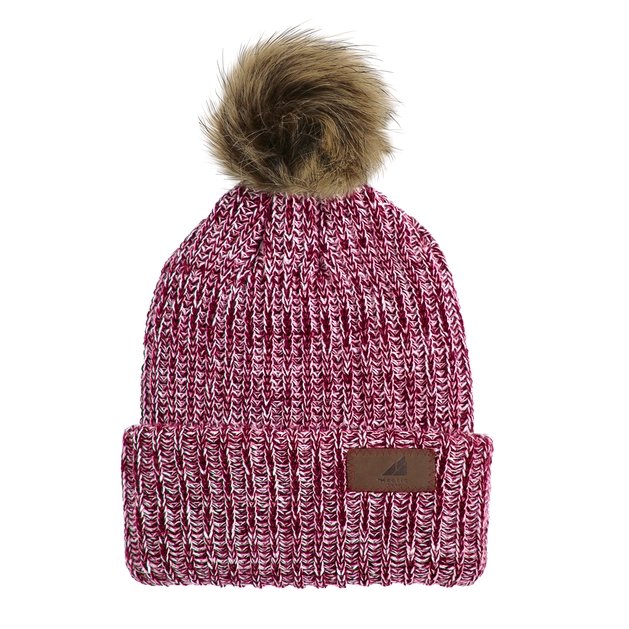 Adult Acrylic Ribbed Cuff with Pom Hat