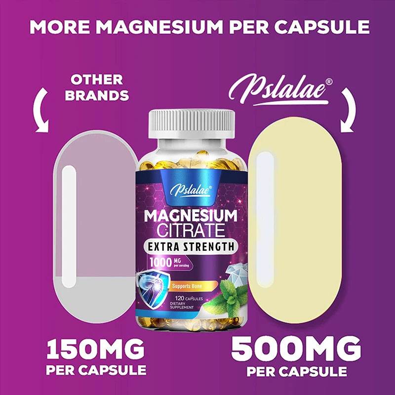 Magnesium Citrate 1000mg - Maximum Absorption for Muscle, Nerve, Bone and Heart Health - 120 Capsules