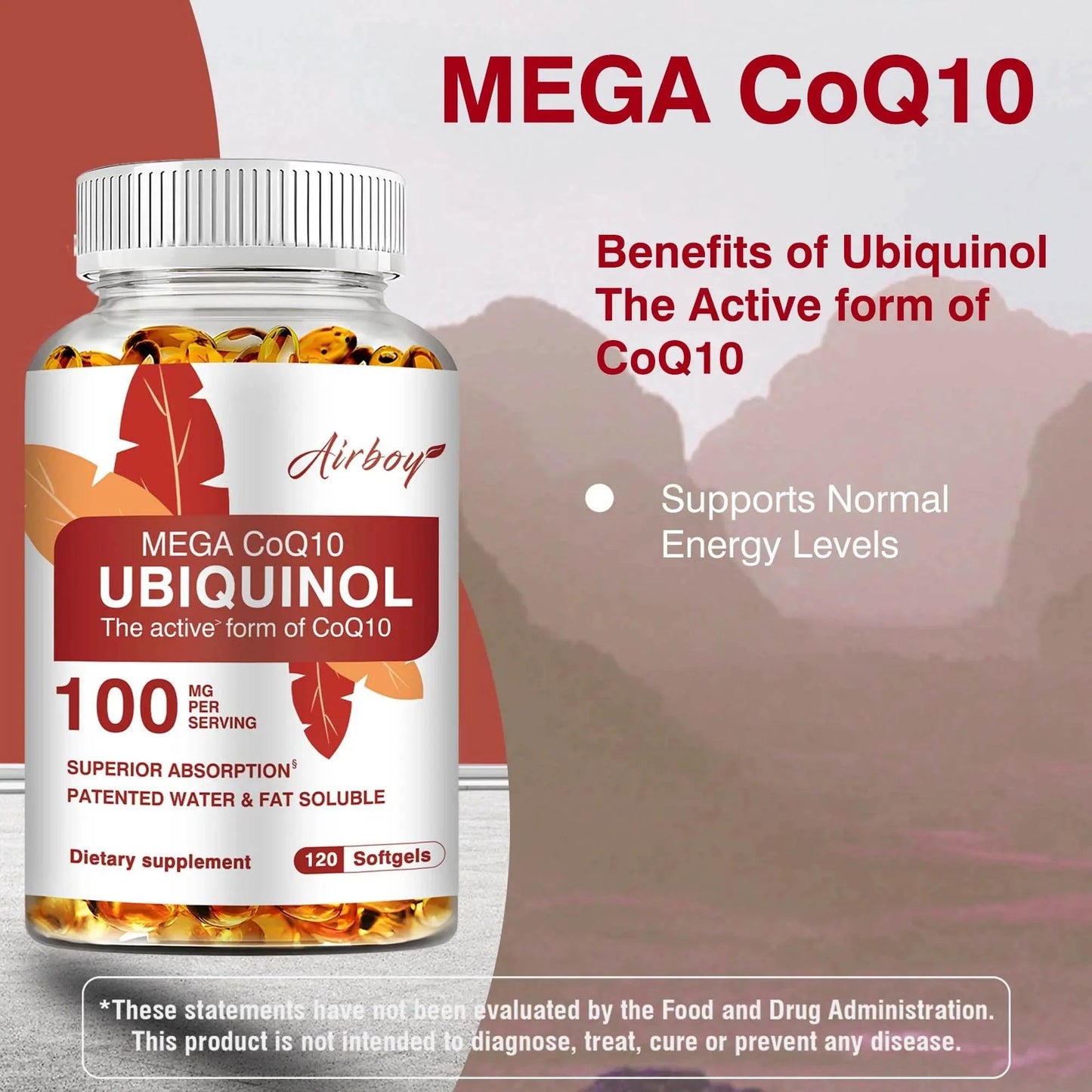 Ubiquinol CoQ10 100mg - Antioxidant, Support Brain, Heart & Cardiovascular Health, Balance Blood Pressure - 120 Capsules