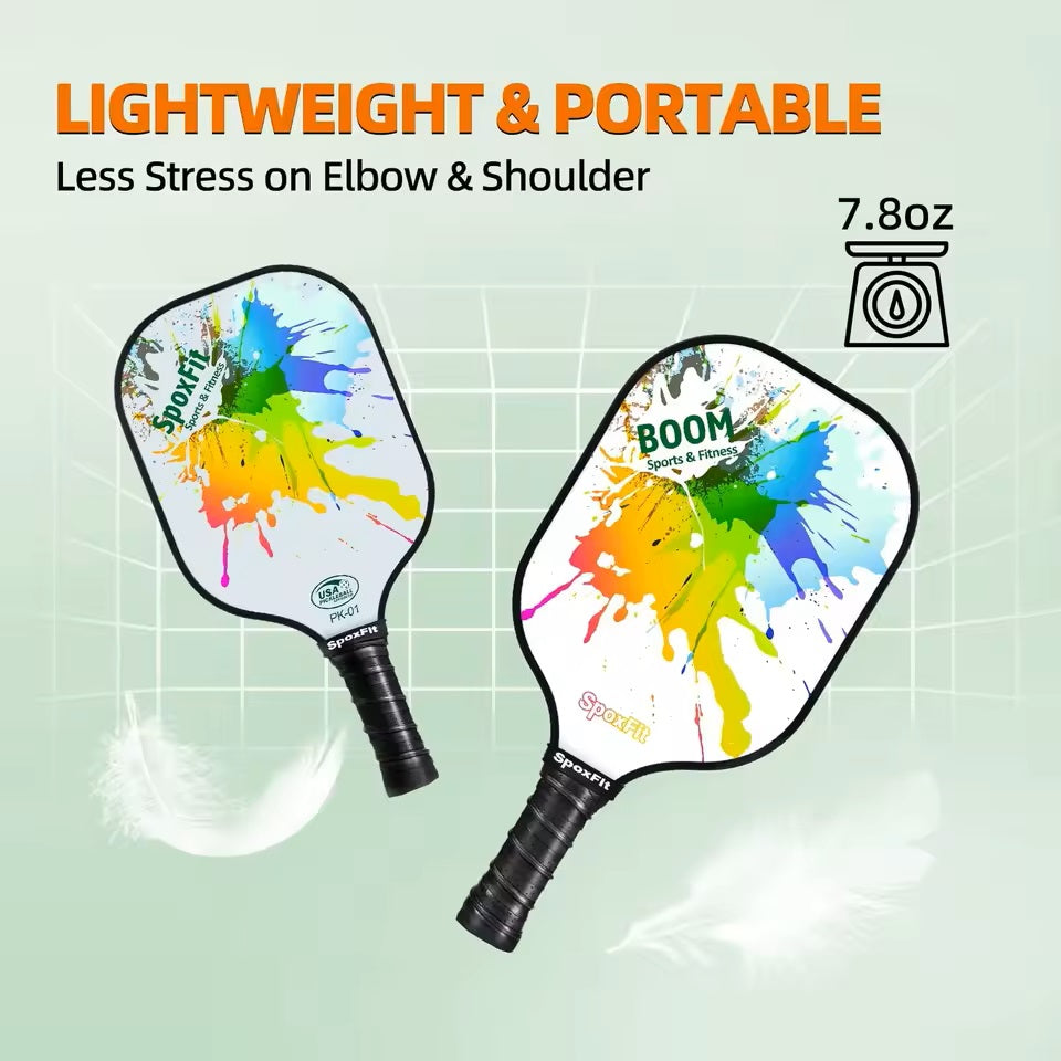 Pickleball Paddle Set of 2 – USAPA Approved, Lightweight Fiberglass Rackets with Cushion Grip, 4 Pickleballs, Carry Bag & Grip