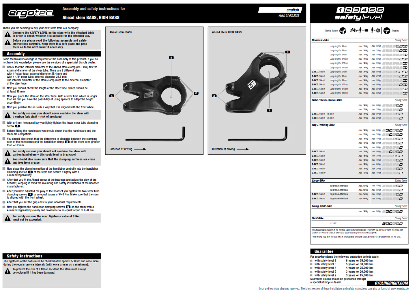 Ergotec Stem Bass 6+ (Ahead 28.6/31.8, 35mm ext, 0° | Black Sandblasted)