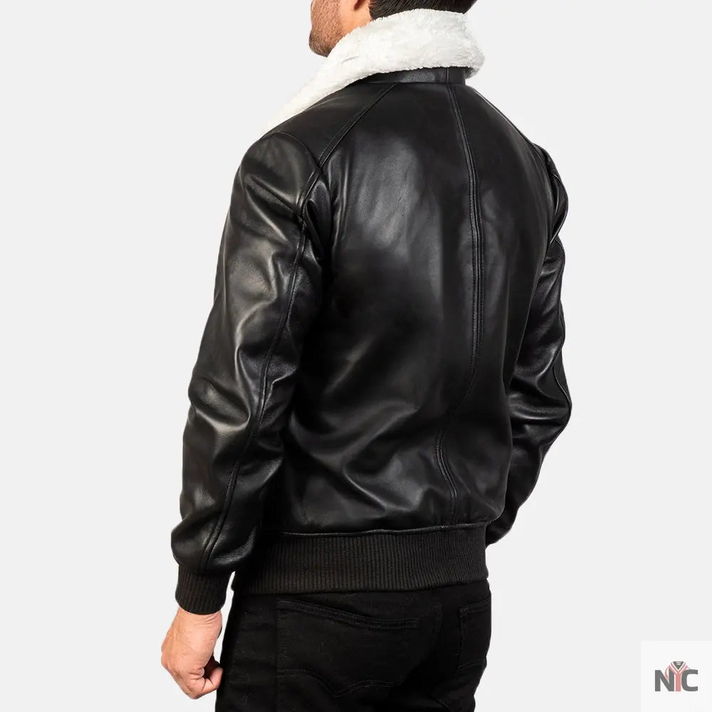 Airin G-1 Black & White Leather Bomber Jacket