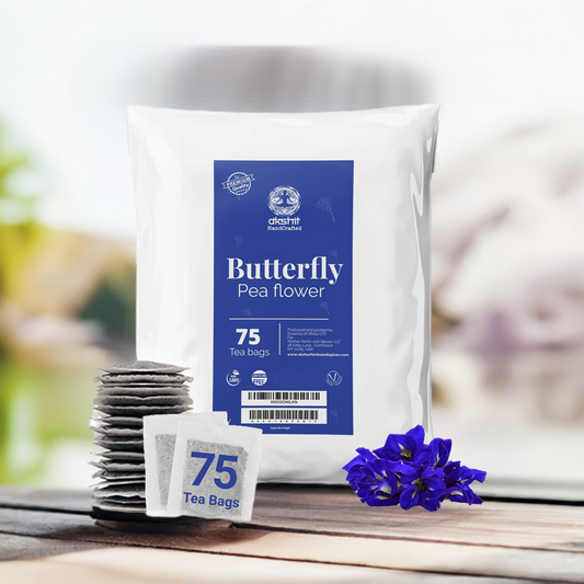 Akshit Butterfly Pea Flower ( Blue Tea ) - 75 Tea Bags, Natural Dried Butterfly Pea Flowers, Caffeine-Free,  NON-GMO