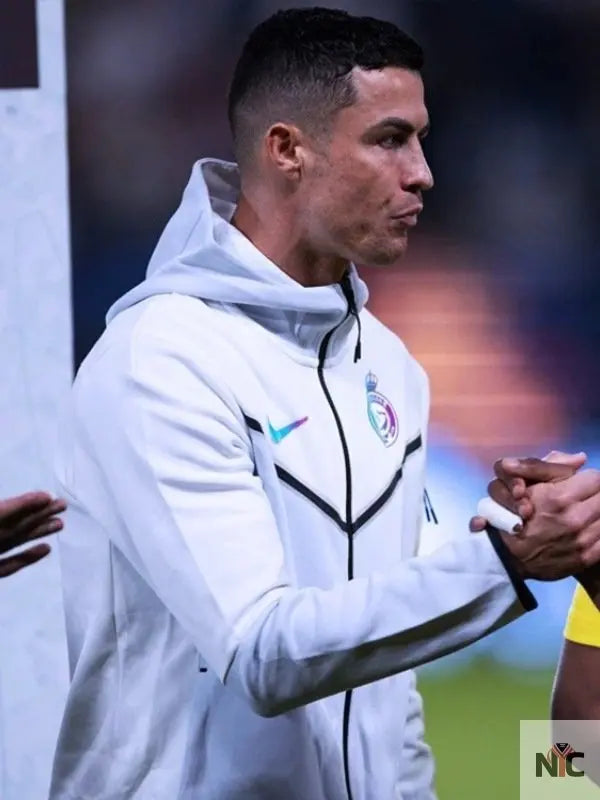 Al Nassr Tech Cristiano Ronaldo White Hooded Jacket