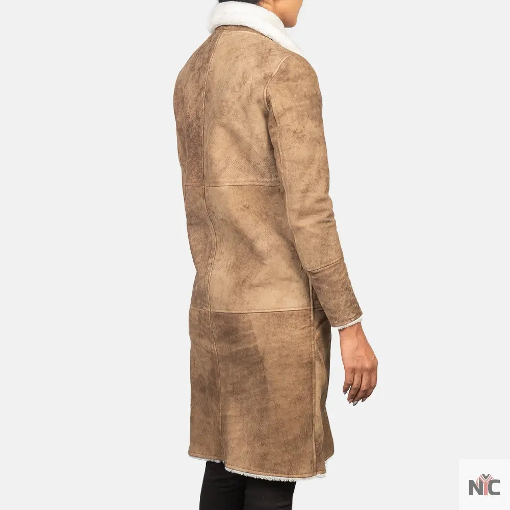 Alina Shearling Brown Leather Coat