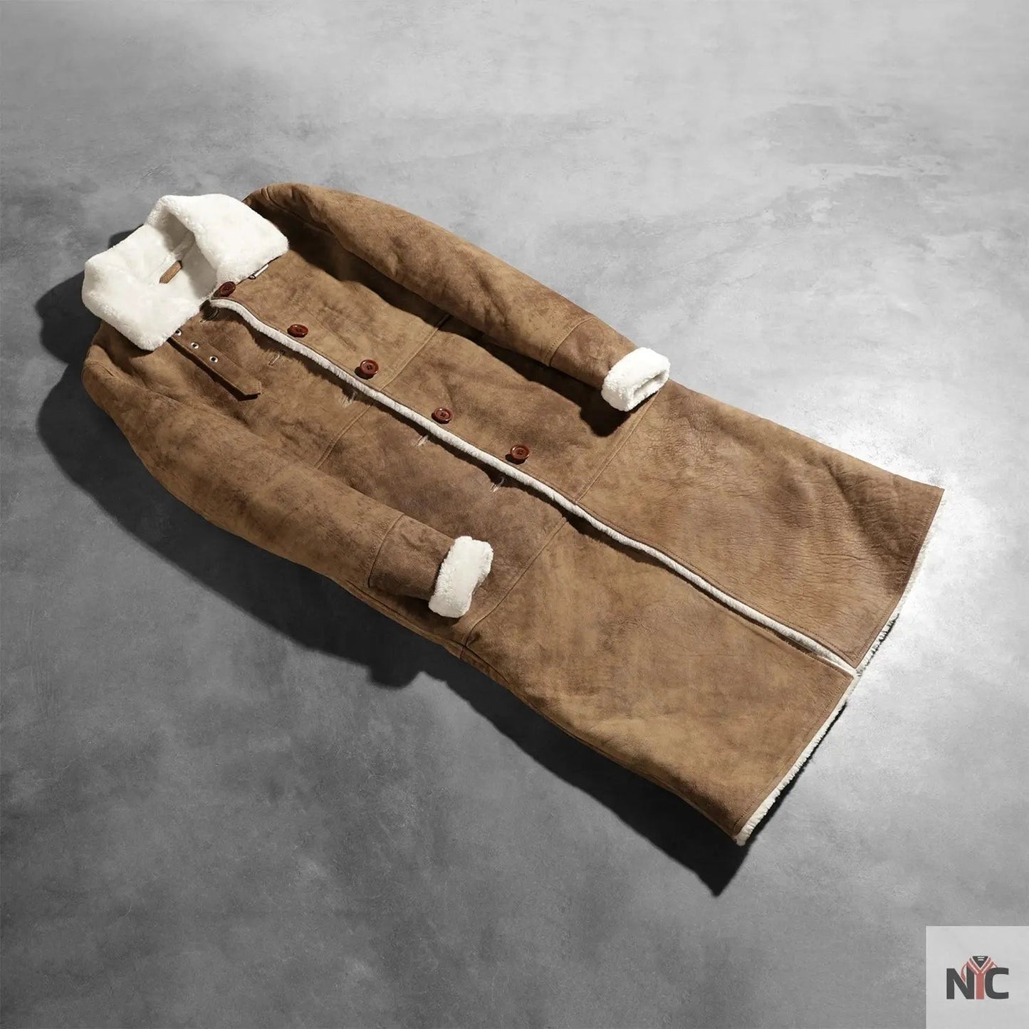 Alina Shearling Brown Leather Coat