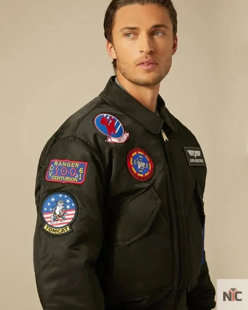 Alpha X Top Gun Bomber Black Jacket