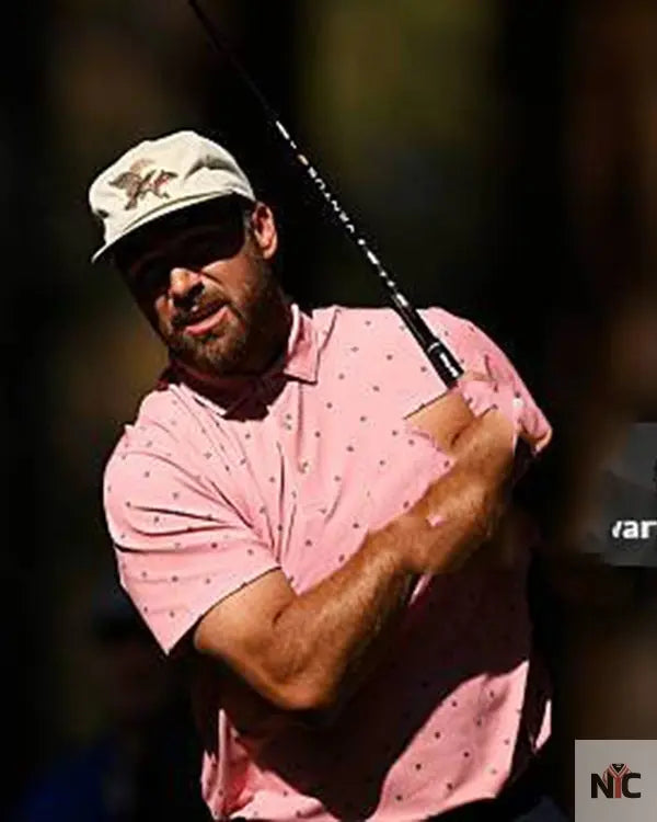 American Century Championship Travis Kelce Pink Polo Shirt