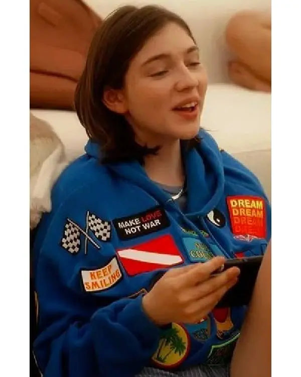 And Just Like That Alexa Swinton Blue Patch Hoodie