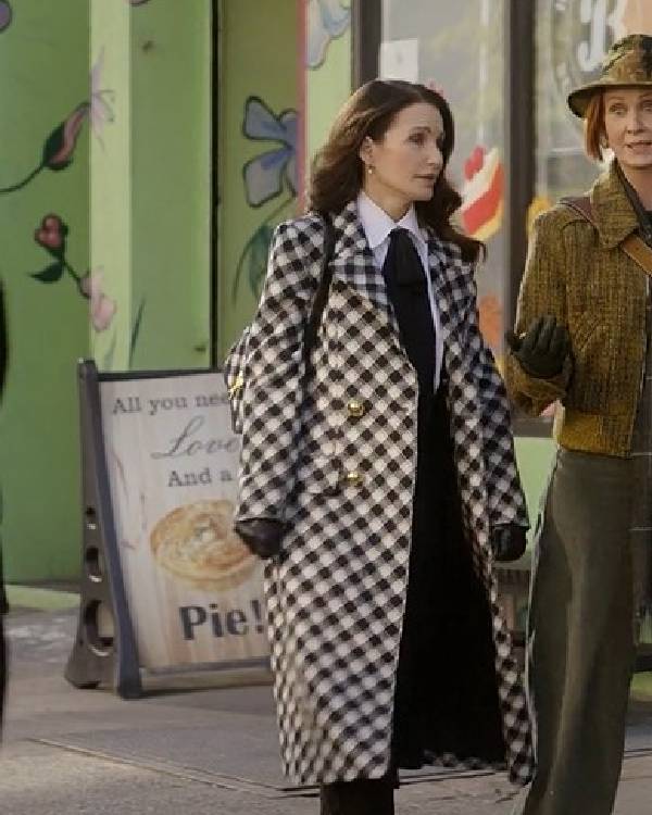 And Just Like That Kristin Davis Check Print Coat