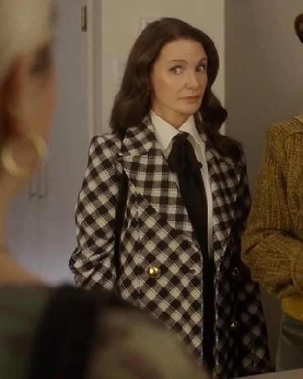 And Just Like That Kristin Davis Check Print Coat