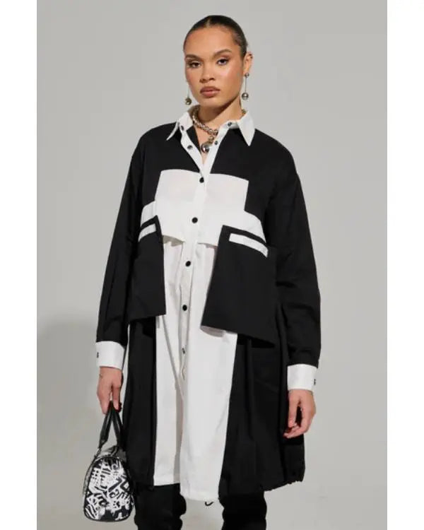And Just Like That S03 Bonnie Milligan Colorblock Shirt Dress