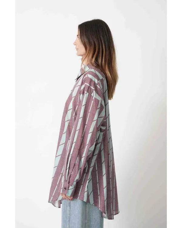 And Just Like That S03 Cynthia Nixon Brown Striped Shirt