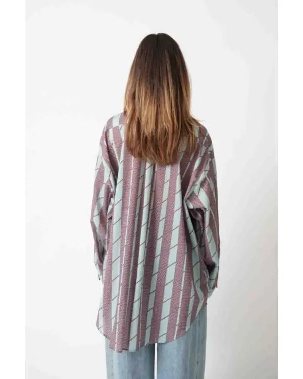 And Just Like That S03 Cynthia Nixon Brown Striped Shirt