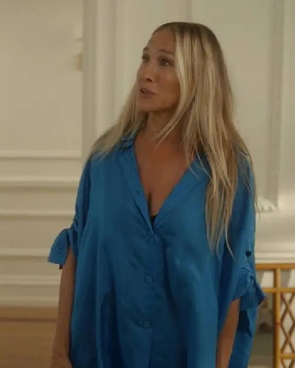 And Just Like That Sarah Jessica Parker Blue Shirt Dresses