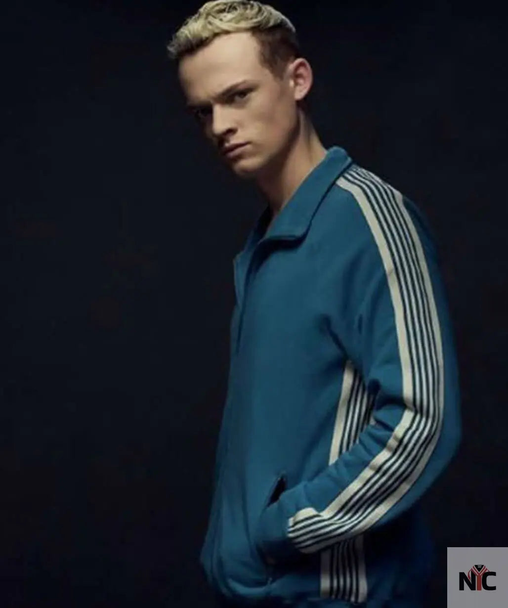 Anson Boon MobLand 2025 Eddie Harrigan Blue Tracksuit