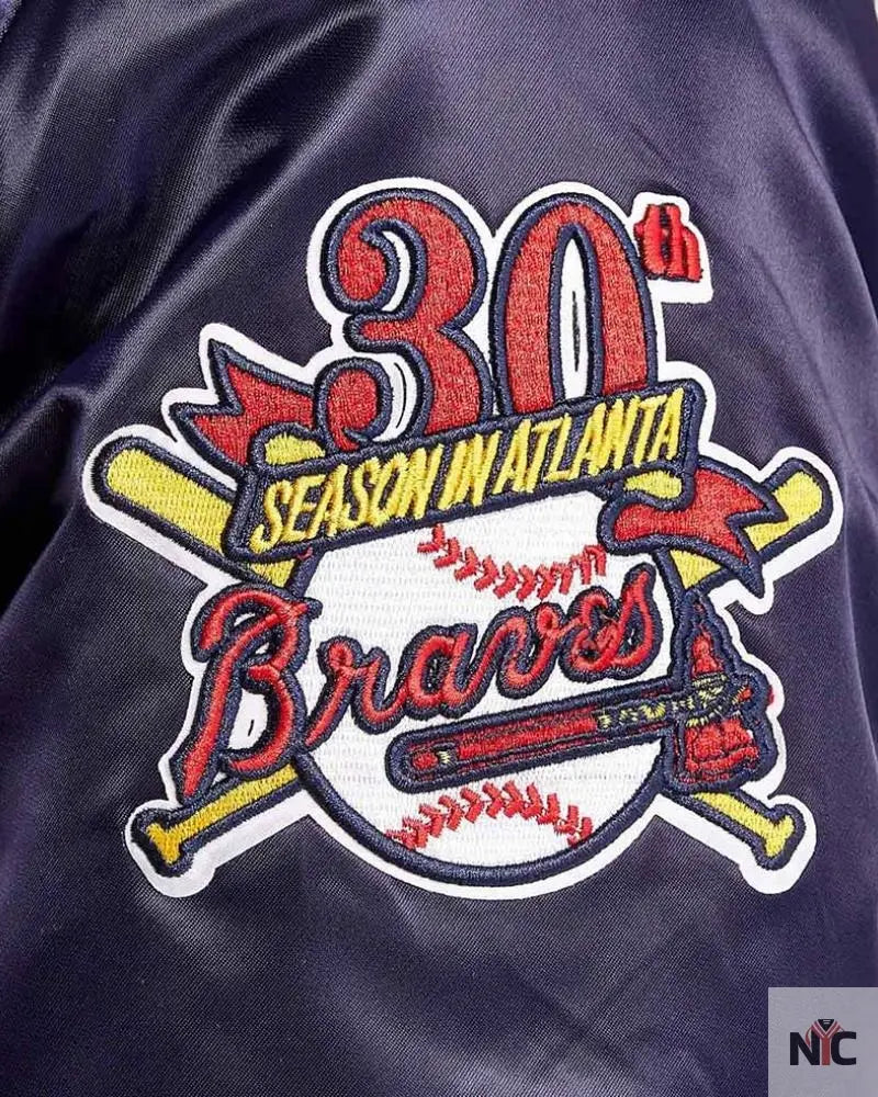 Atlanta Braves World Series Navy Varsity Satin Jacket