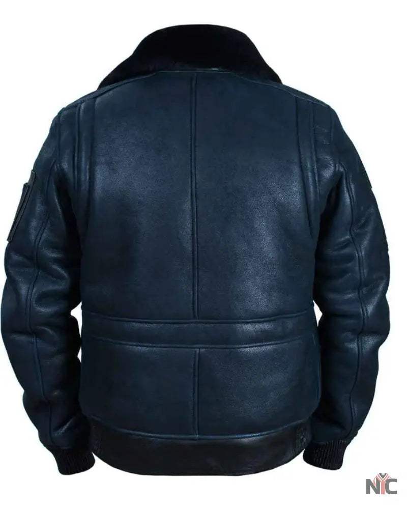 B-15 Fast Eagle Sheepskin Navy Blue Flight Jacket