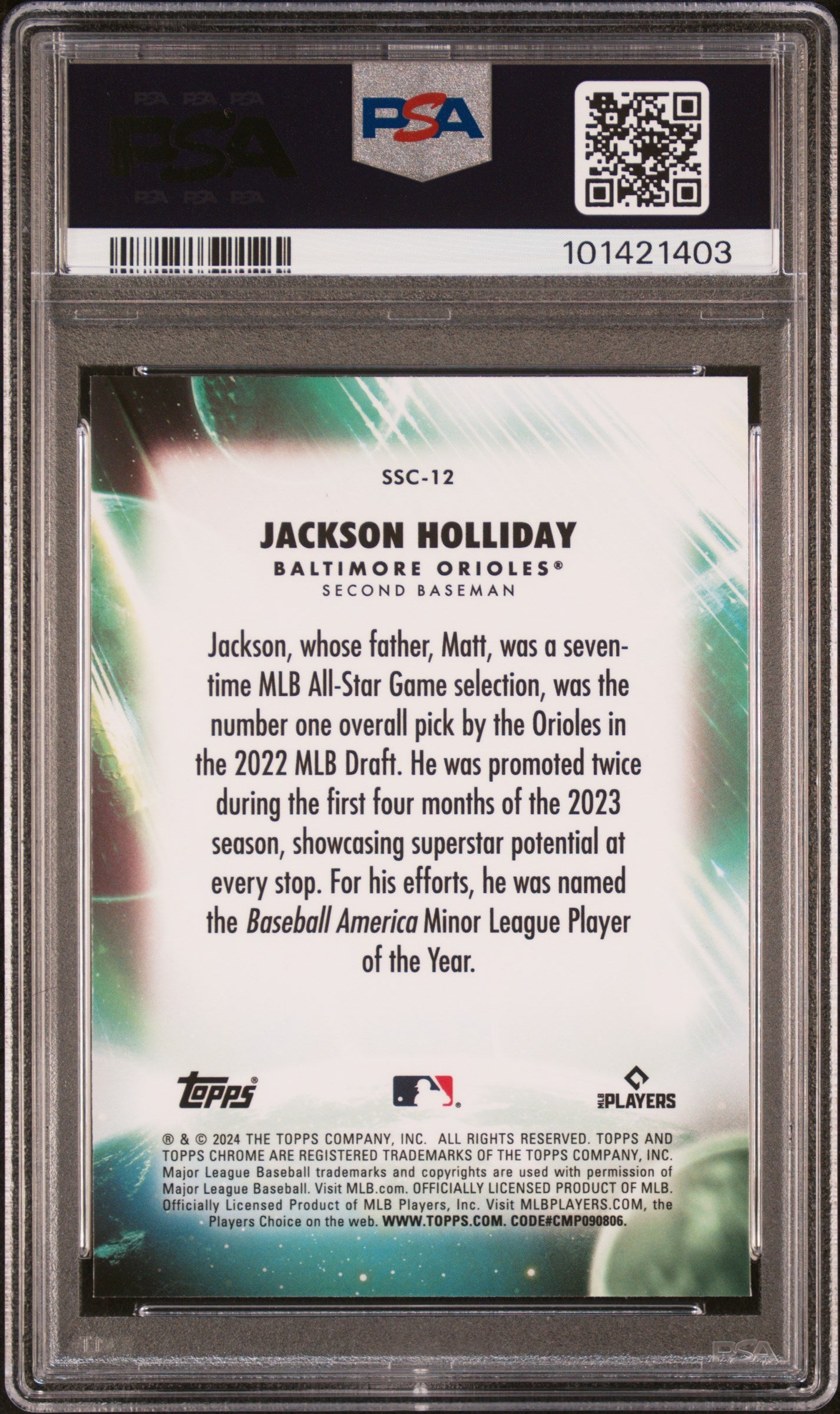 Graded 2024 Topps Chrome Update Jackson Holliday #12 Stratospheric Stars Rookie RC Baseball Card PSA 10 Gem Mint