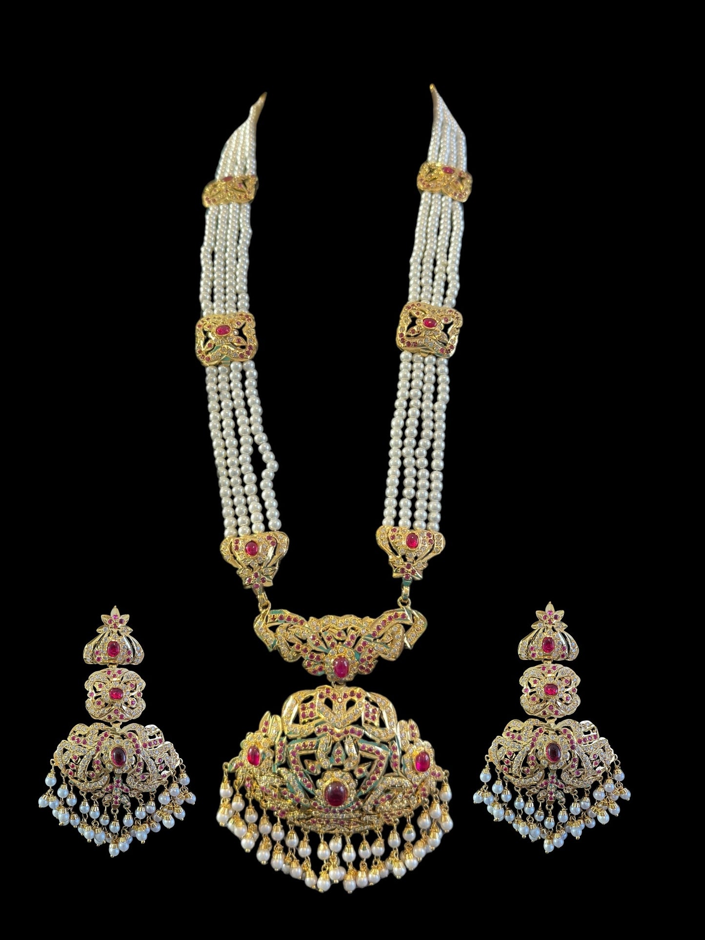 DLN115 Filza jadau rani haar in ruby wuth zircon ( READY TO SHIP )