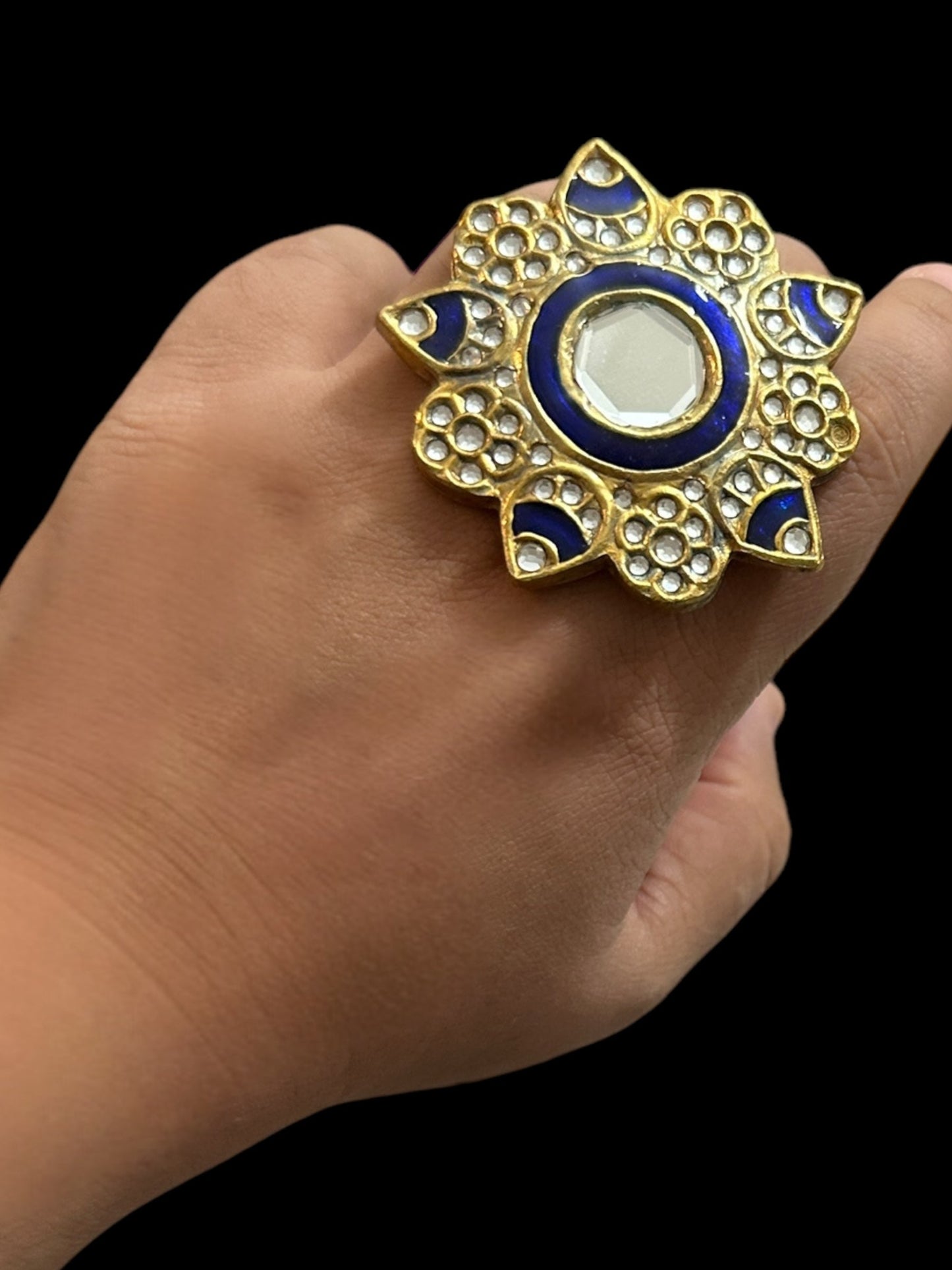 DJR59 Dua arsi with meenakari ring - blue ( READY TO SHIP )
