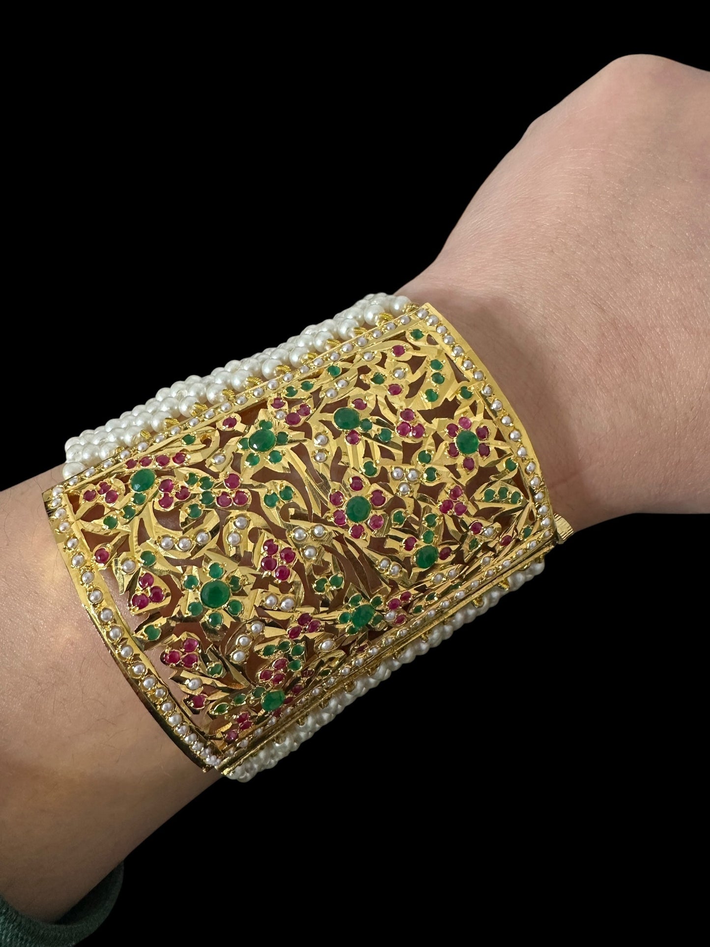 Jadau bahi / bracelet - multicolor / ruby emerald ( SHIPS IN 2 WEEKS )