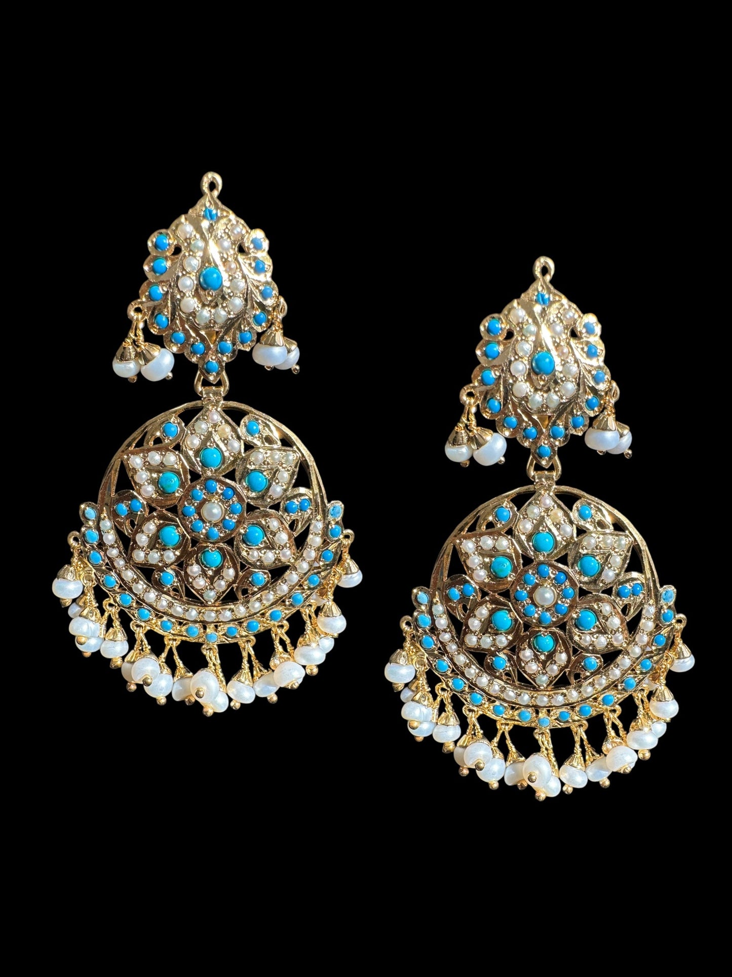 Freya Turquoise & Freshwater Pearl Earrings – Gold-Plated 92.5 Silver (Ready to Ship)