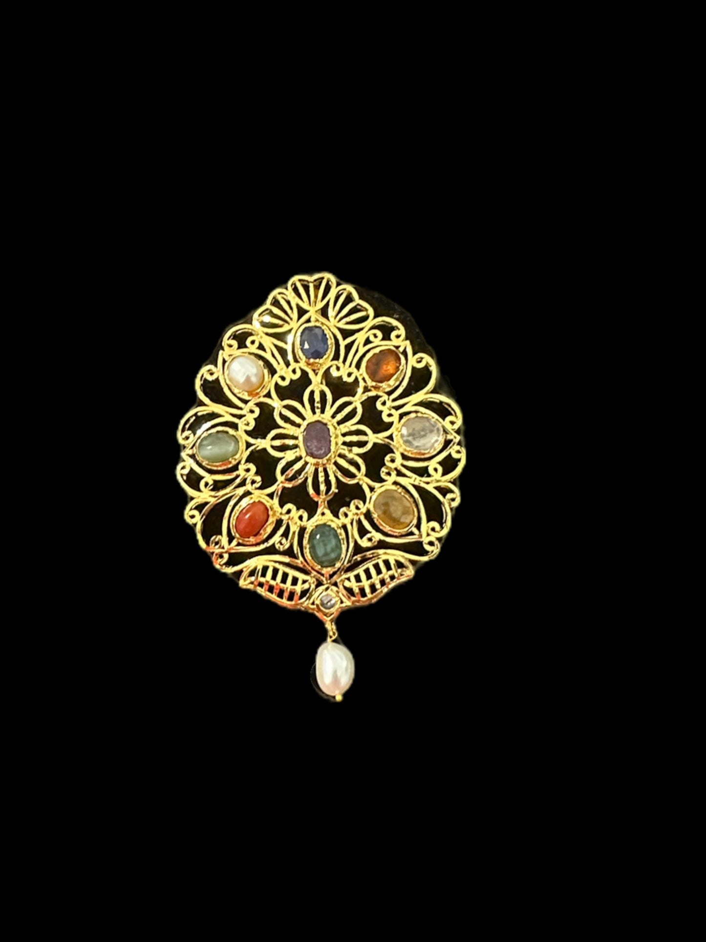 PS373 FAHM Navratan pendant set with real stones ( READY TO SHIP )