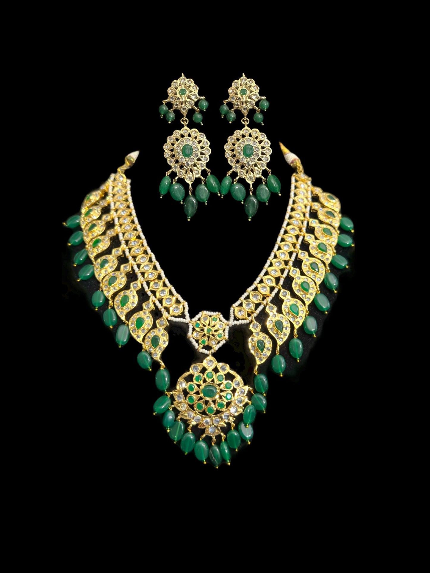 DNS141 Palakh mango necklace set (READY TO SHIP )