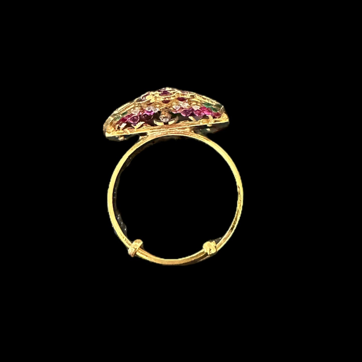 Gold plated silver ring in ruby emerald zircon ( READY TO SHIP )