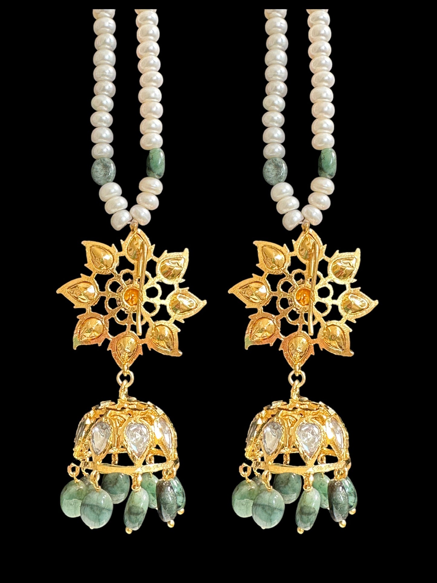 BR310 Bridal jadavi lacha , satlada in moissanite and emeralds ( SHIPS IN 2 WEEKS )