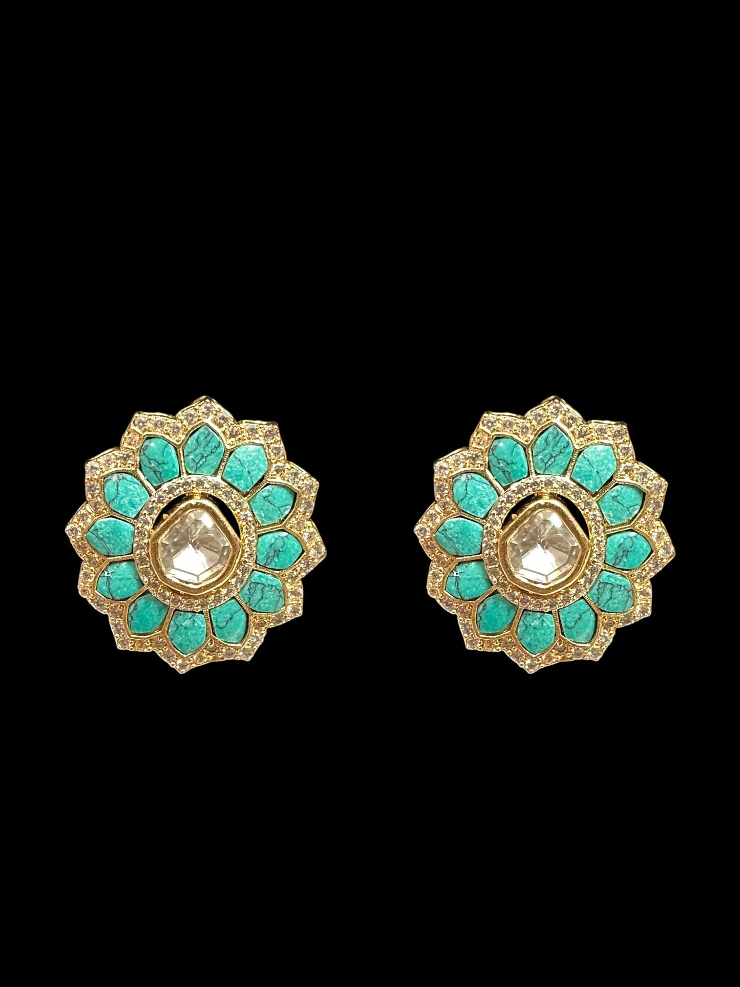 ET563 rose gold plated tops with turquoise ( READY TO SHIP )