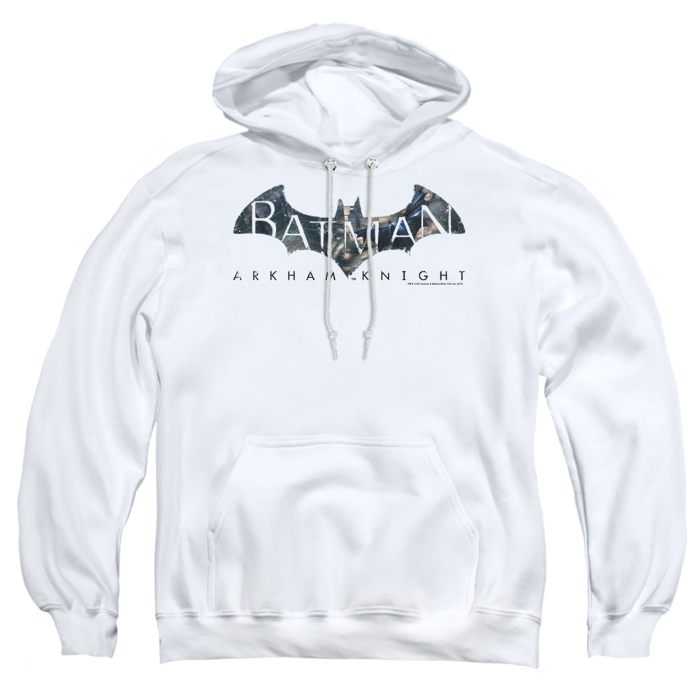 Batman Arkham Knight Descending Logo Mens Hoodie White Officially Licensed