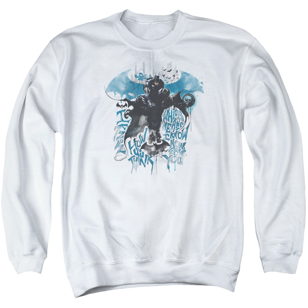 Batman Arkham Knight I Know Mens Crewneck Sweatshirt White Officially Licensed