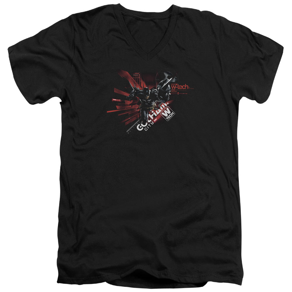 Batman Arkham Knight Ak Tech Mens Slim Fit V Neck T Shirt Black Officially Licensed