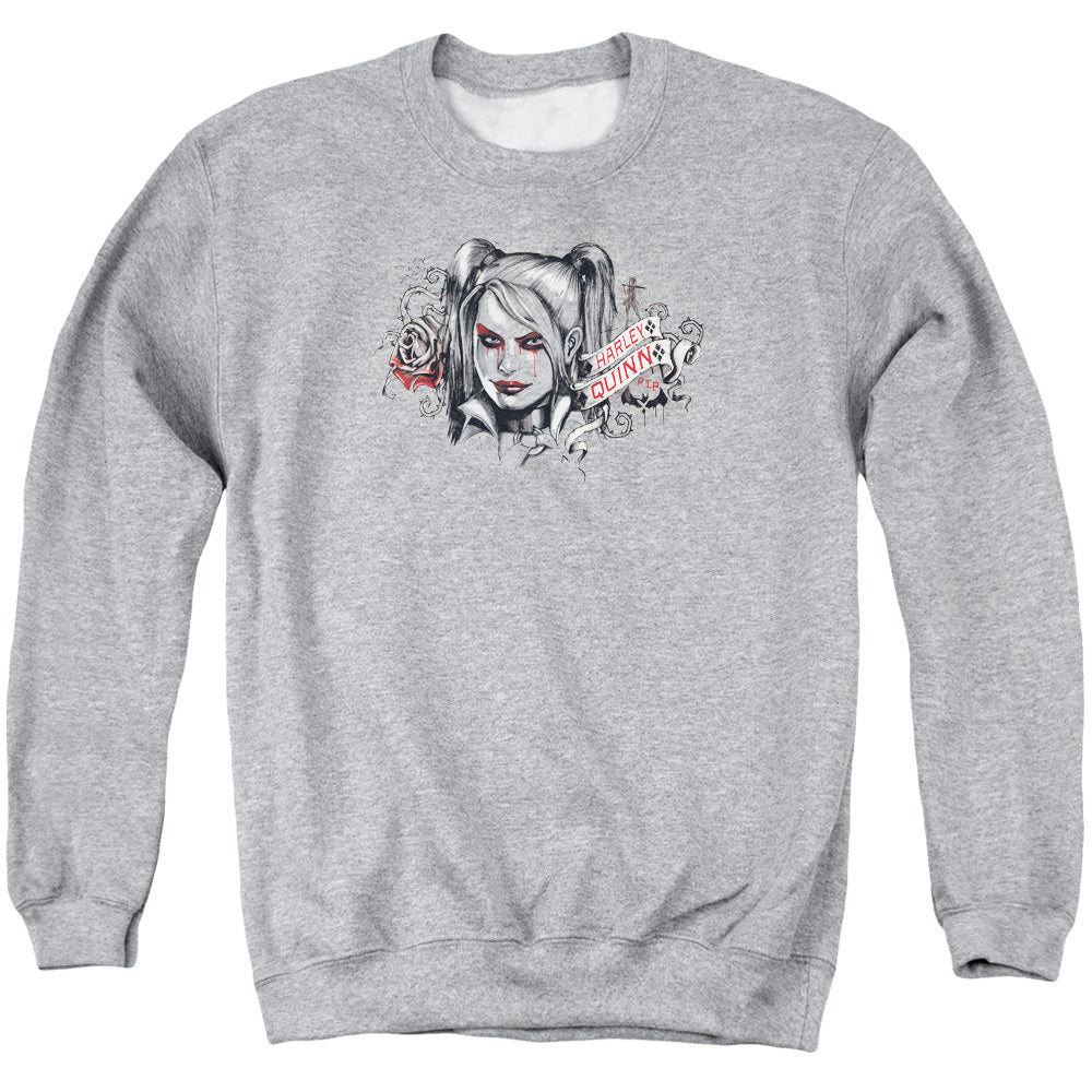 Batman Arkham Knight Hq Sketch Mens Crewneck Sweatshirt Athletic Heather Officially Licensed