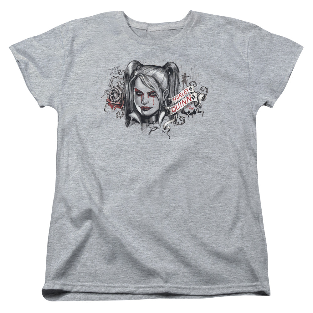 Batman Arkham Knight Hq Sketch Womens T Shirt Athletic Heather Officially Licensed