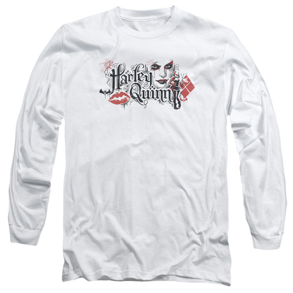 Batman Arkham Knight Lips Mens Long Sleeve Shirt White Officially Licensed