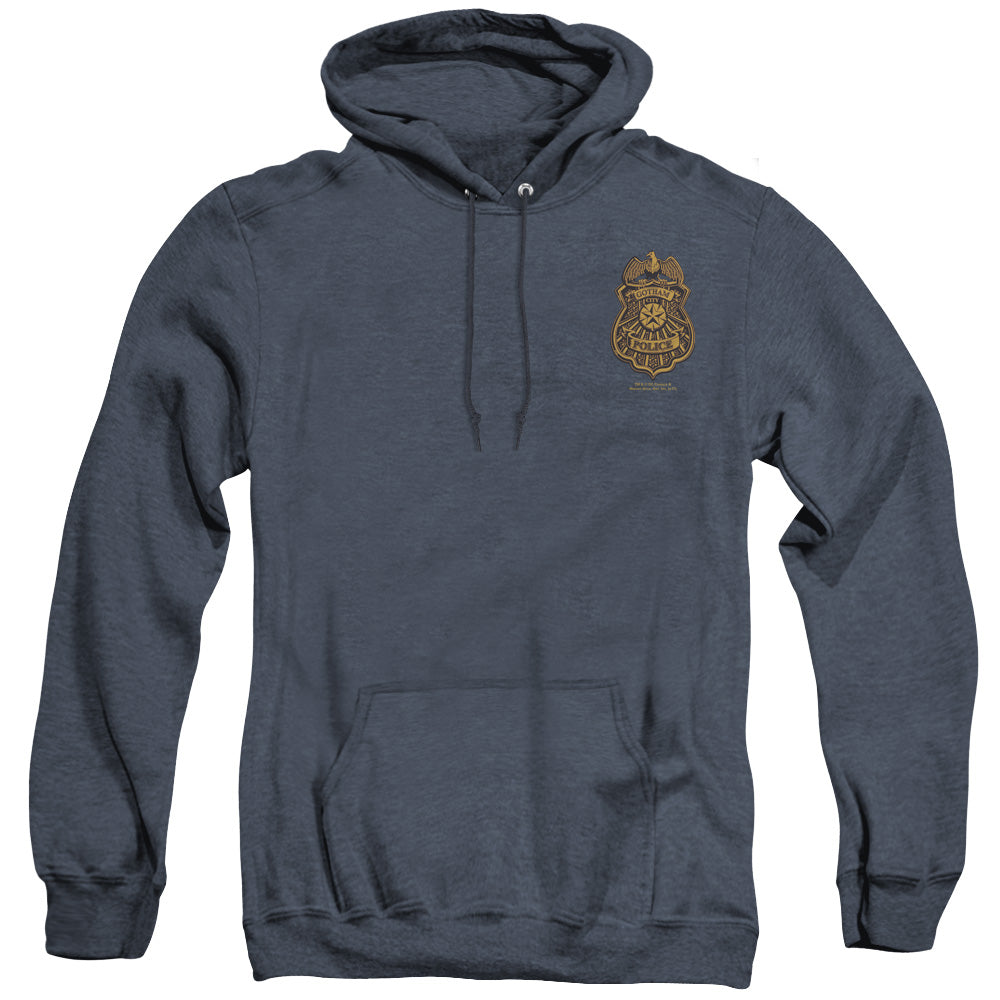 Batman Arkham Knight Gotham Badge Mens Heather Hoodie Navy Officially Licensed