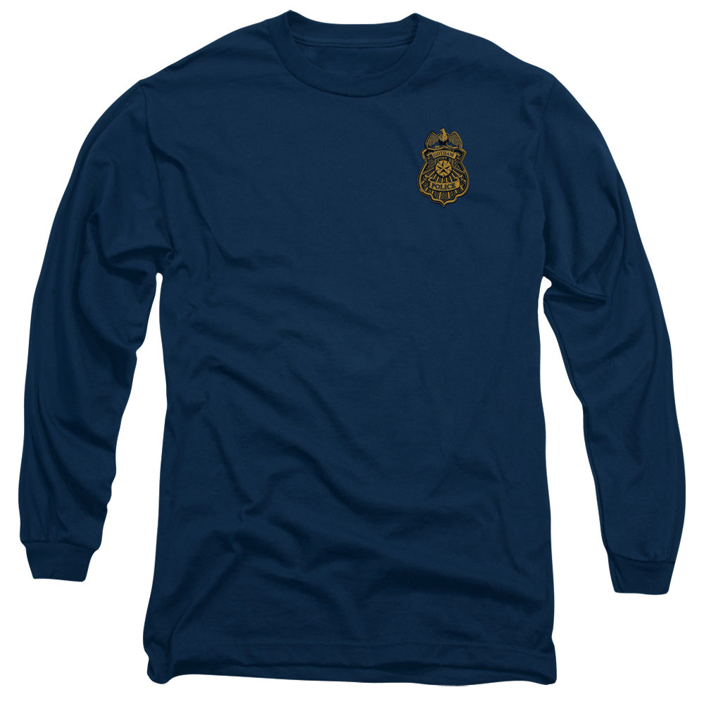 Batman Arkham Knight Gotham Badge Mens Long Sleeve Shirt Navy Blue Officially Licensed