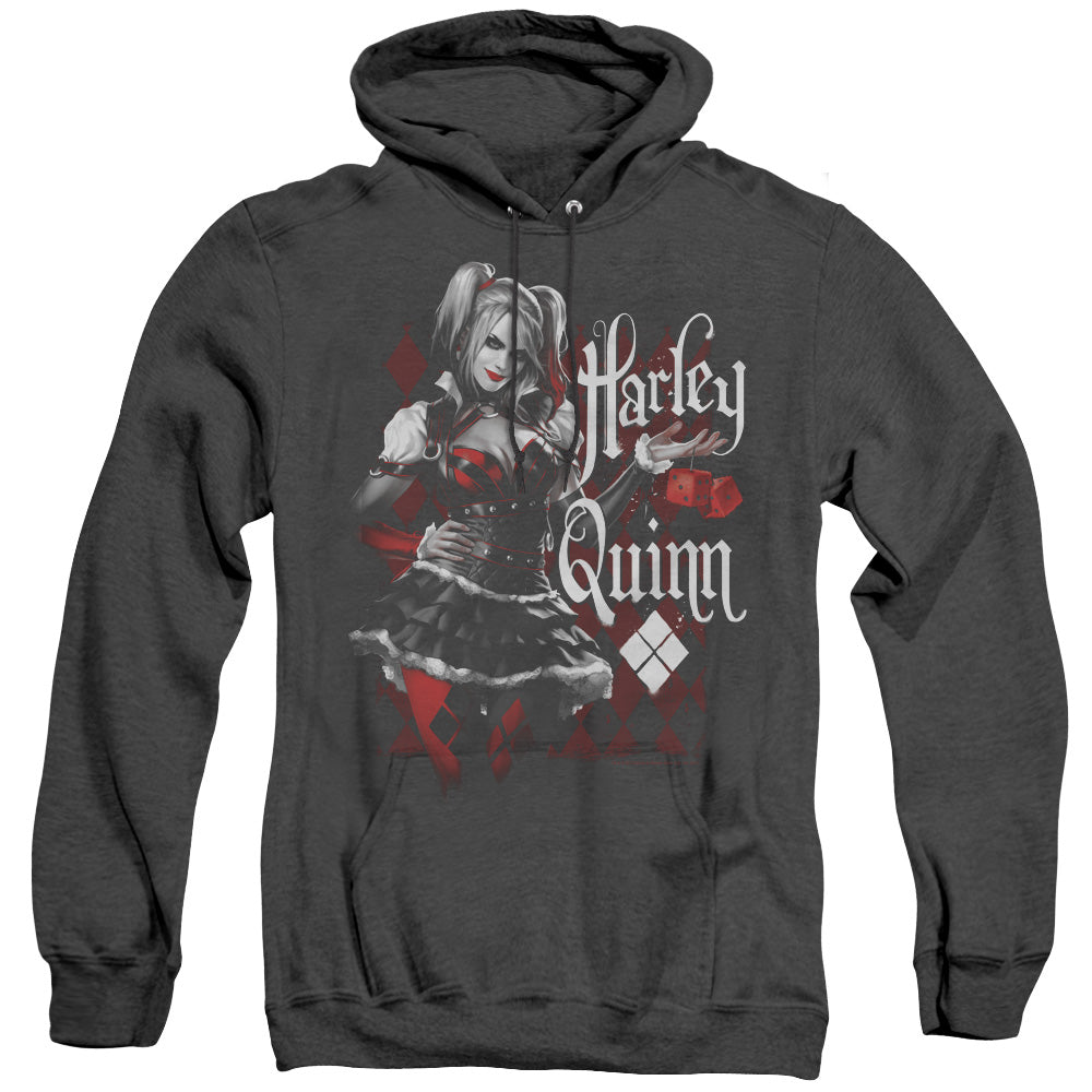 Batman Arkham Knight Dice Mens Heather Hoodie Black Officially Licensed